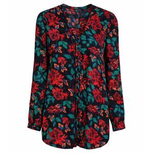 TORRID GEORGETTE PINTUCK BUTTON FRONT CASUAL SEMI SHEER FLORAL BLOUSE SZ. 2(2X)